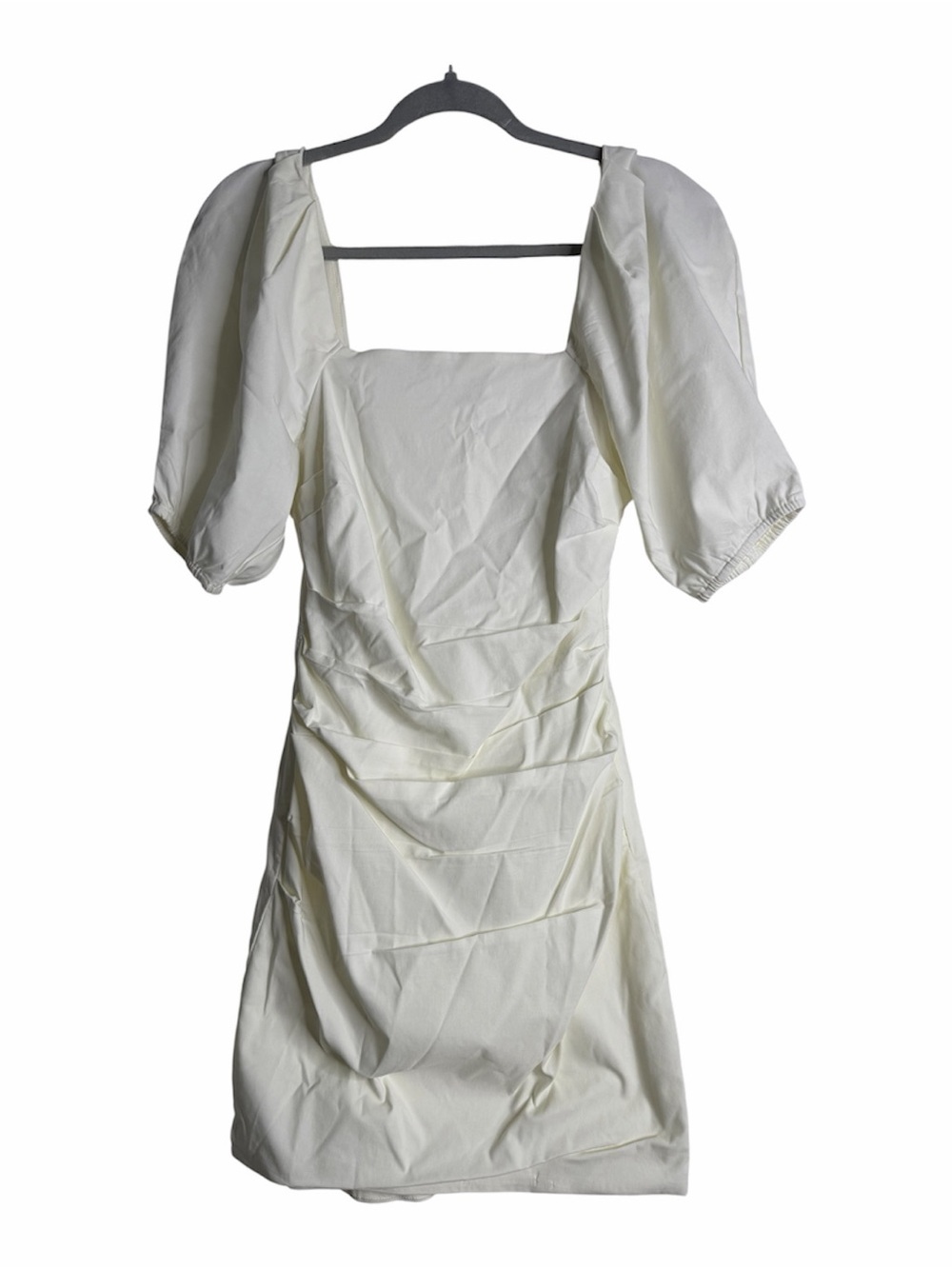 ASTR The Label White Puff Sleeve Ruched Mini Dress Size Medium Old Money Luxury